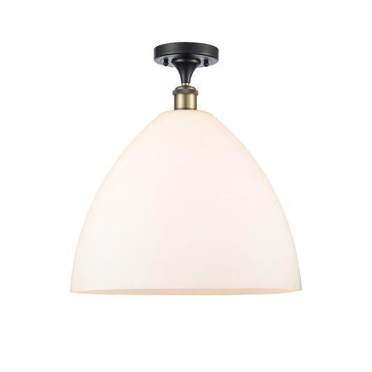 Innovations Bristol 16in 1-Light Semi-Flush Mount | Industrial Black Antique Brass Steel and Matte White Glass | Kitchen & | Model 616-1F-BAB-GBD-161