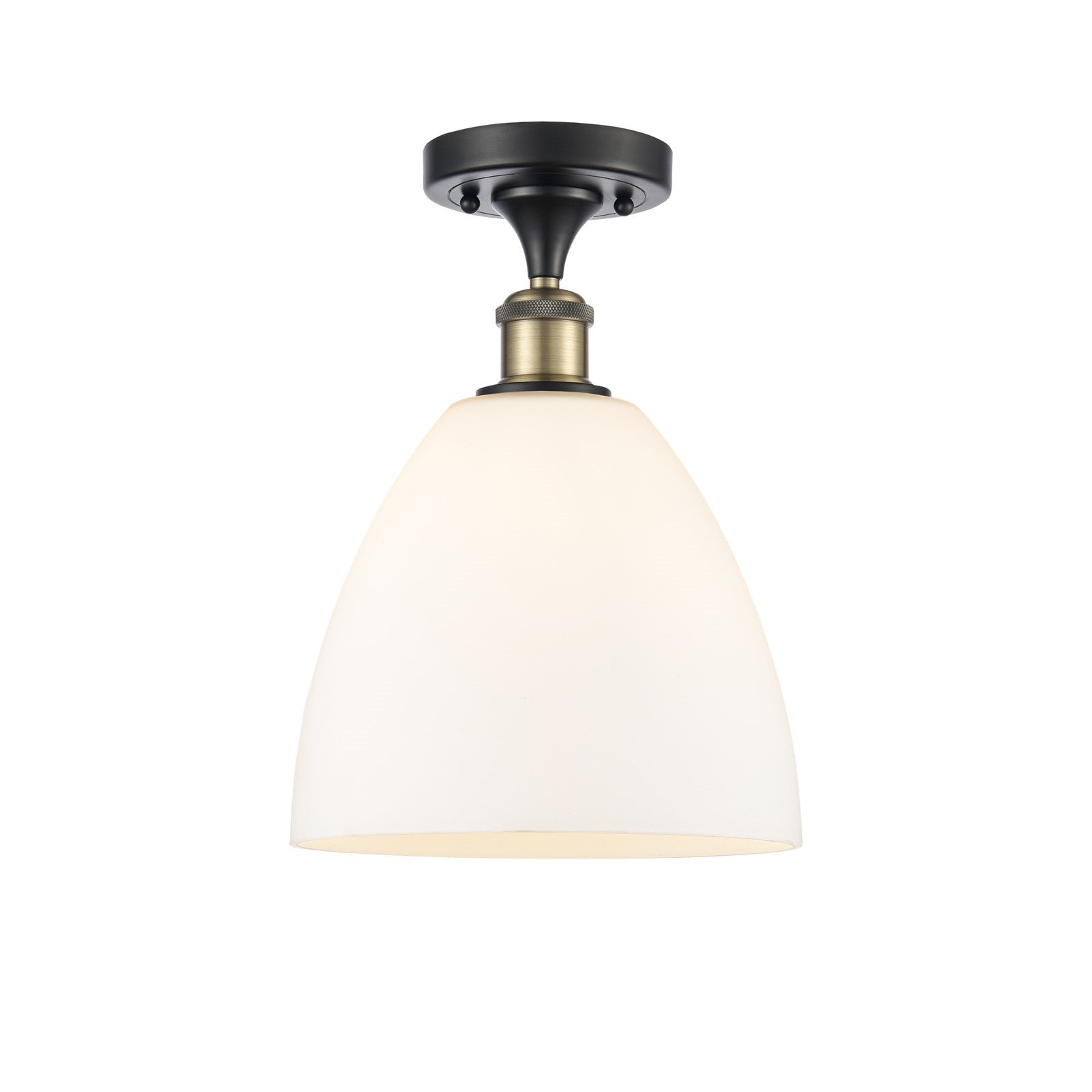 Innovations Bristol 9in 1-Light Semi-Flush Mount | Industrial Black Antique Brass and Matte White Glass | Kitchen & Hallway | 9 | Model 616-1F-BAB-GBD-91