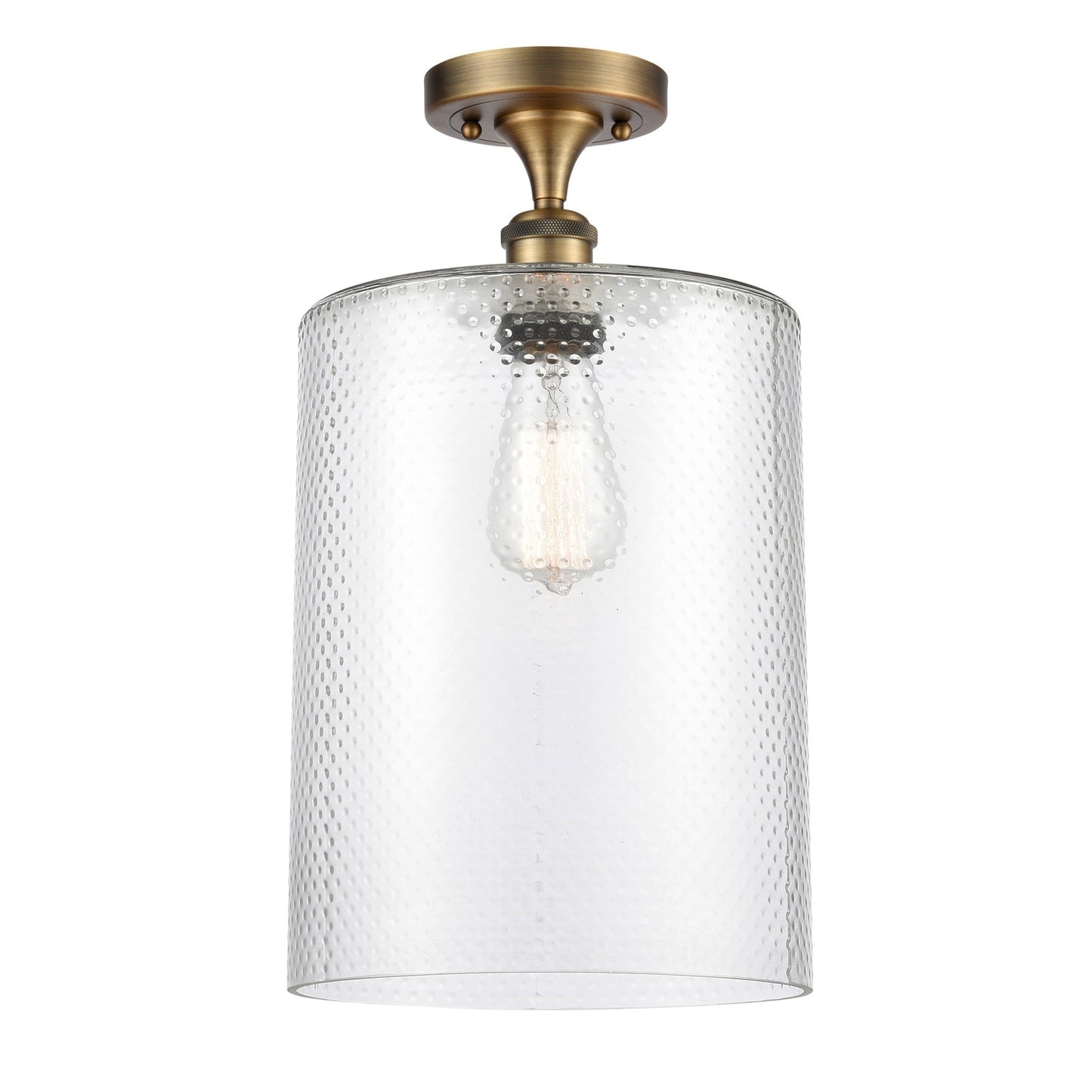 Innovations Cobbleskill 9in 1-Light Semi-Flush Mount | Industrial Brushed Brass Steel and Clear Glass | Entryway & Hallway | 9 x | Model 616-1F-BB-G112-L