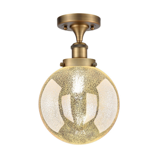 Innovations Beacon 8in 1-Light Semi-Flush Mount | Art Nouveau Industrial Brushed Brass and Mercury Glass | Entryway & Hallway | 8 | Model 616-1F-BB-G208-8