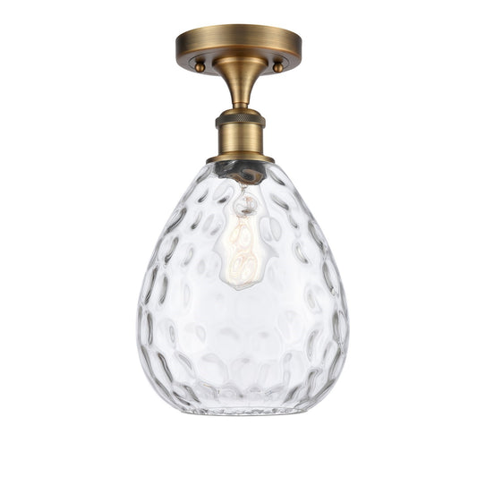 Innovations Waverly 8in 1-Light Semi-Flush Mount | Industrial Brushed Brass Steel and Clear Glass | Damp-Rated Entryway & Hallway | Model 616-1F-BB-G372