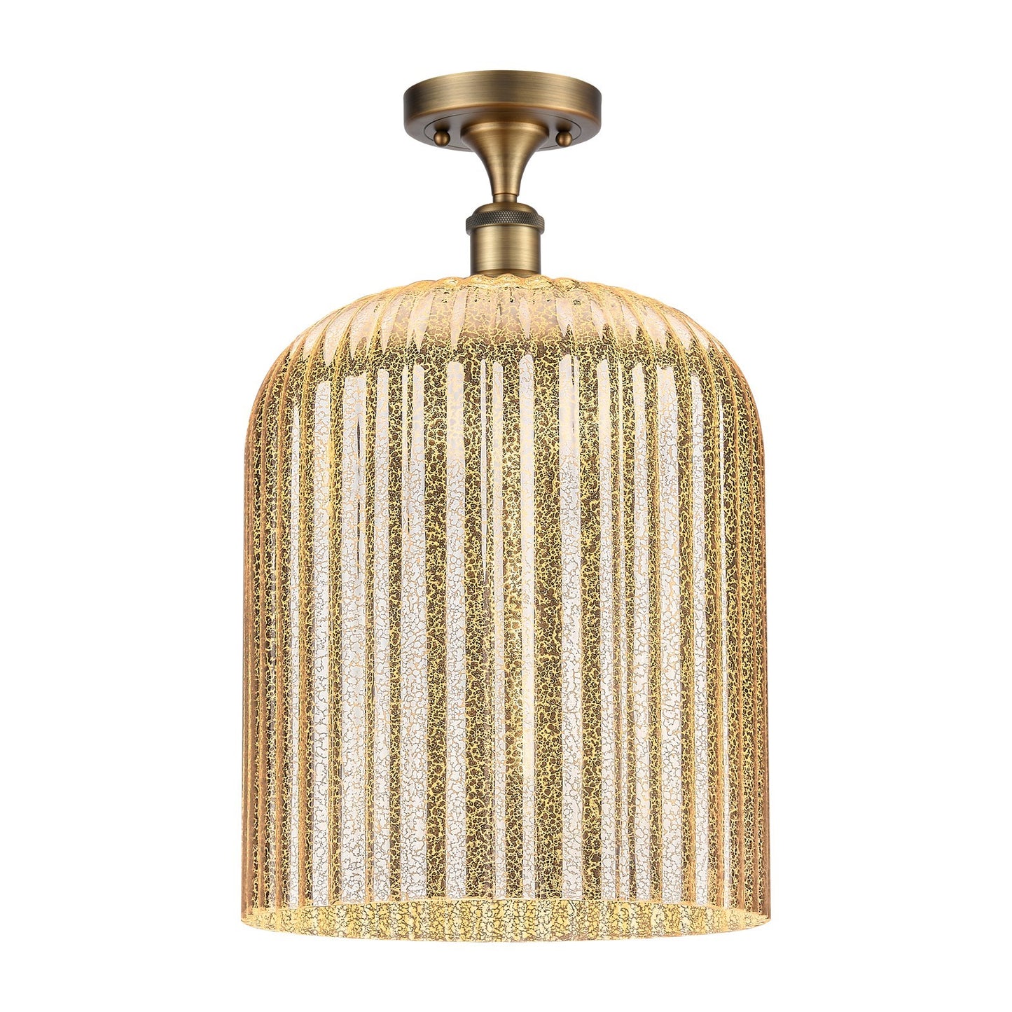 Innovations Bridal Veil 5in 1-Light Semi-Flush | Art Nouveau Industrial Brushed Brass and Mercury Ribbed Glass | Entryway & | Model 616-1F-BB-G559-12ME