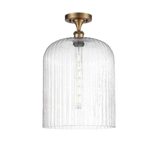 Innovations Bridal Veil 5in 1-Light Semi-Flush | Art Nouveau Industrial Brushed Brass and Seedy Bell Glass | Entryway & | Model 616-1F-BB-G559-12SDY