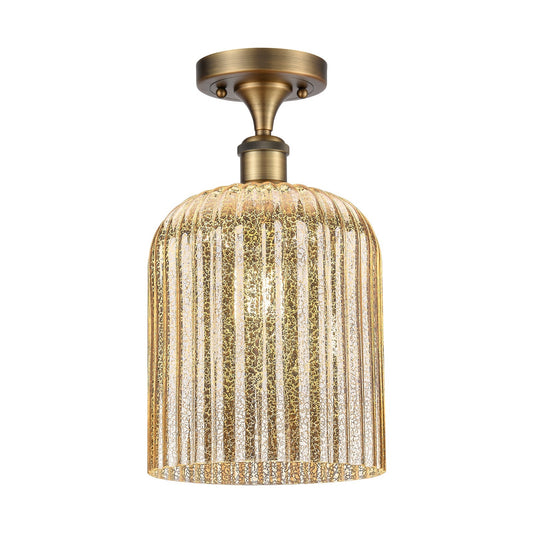 Innovations Bridal Veil 5in 1-Light Semi-Flush | Art Nouveau Brushed Brass Steel and Mercury Ribbed Glass | Entryway & Hallway | Model 616-1F-BB-G559-8ME