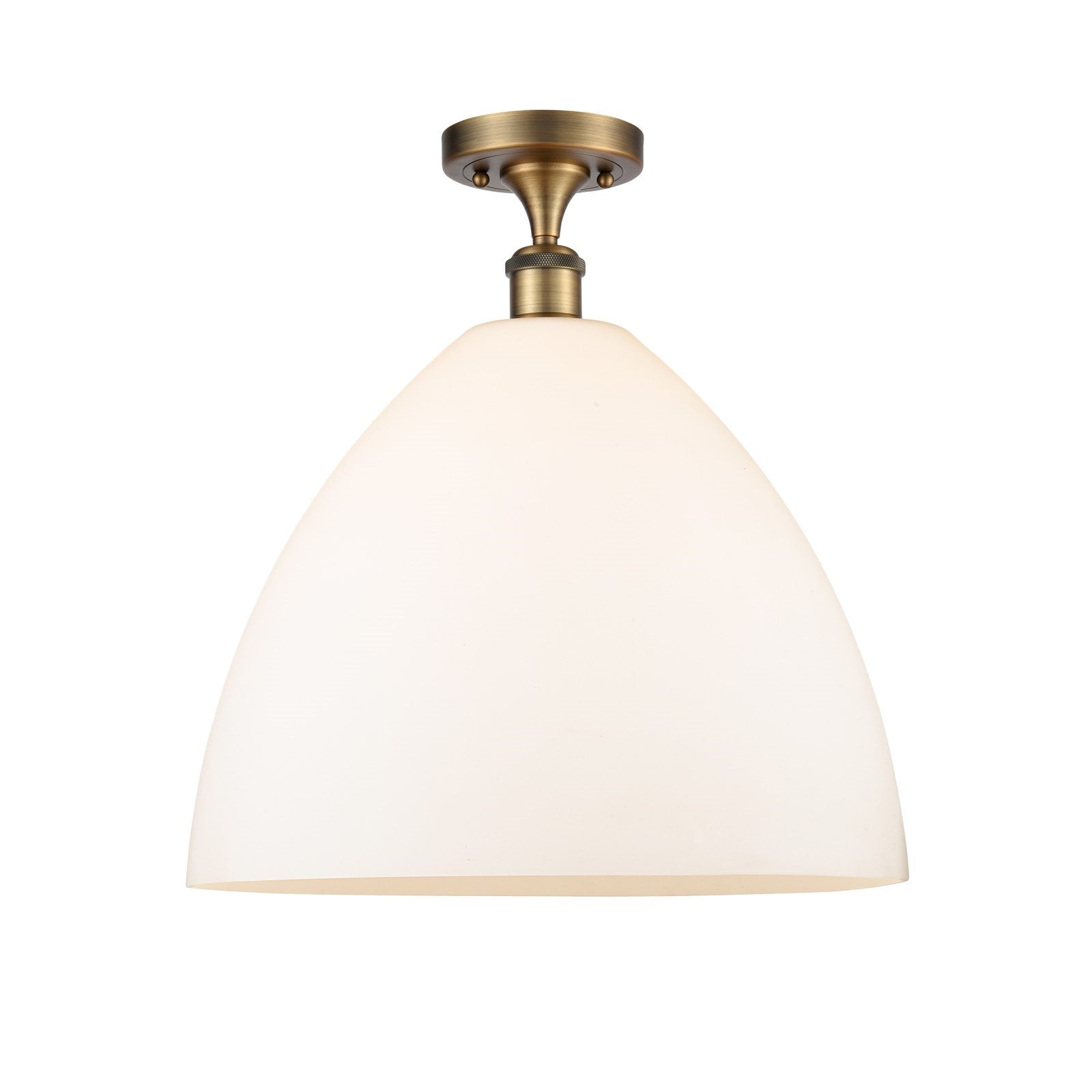 Innovations Bristol 16in 1-Light Semi-Flush Mount | Industrial Brushed Brass Steel and Matte White Glass | Entryway & Hallway | Model 616-1F-BB-GBD-161