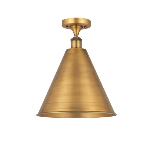 Innovations Berkshire 16in 1-Light Semi-Flush Mount | Industrial Brushed Brass Steel and Brushed Brass Metal Shade | Entryway | Model 616-1F-BB-MBC-16-BB