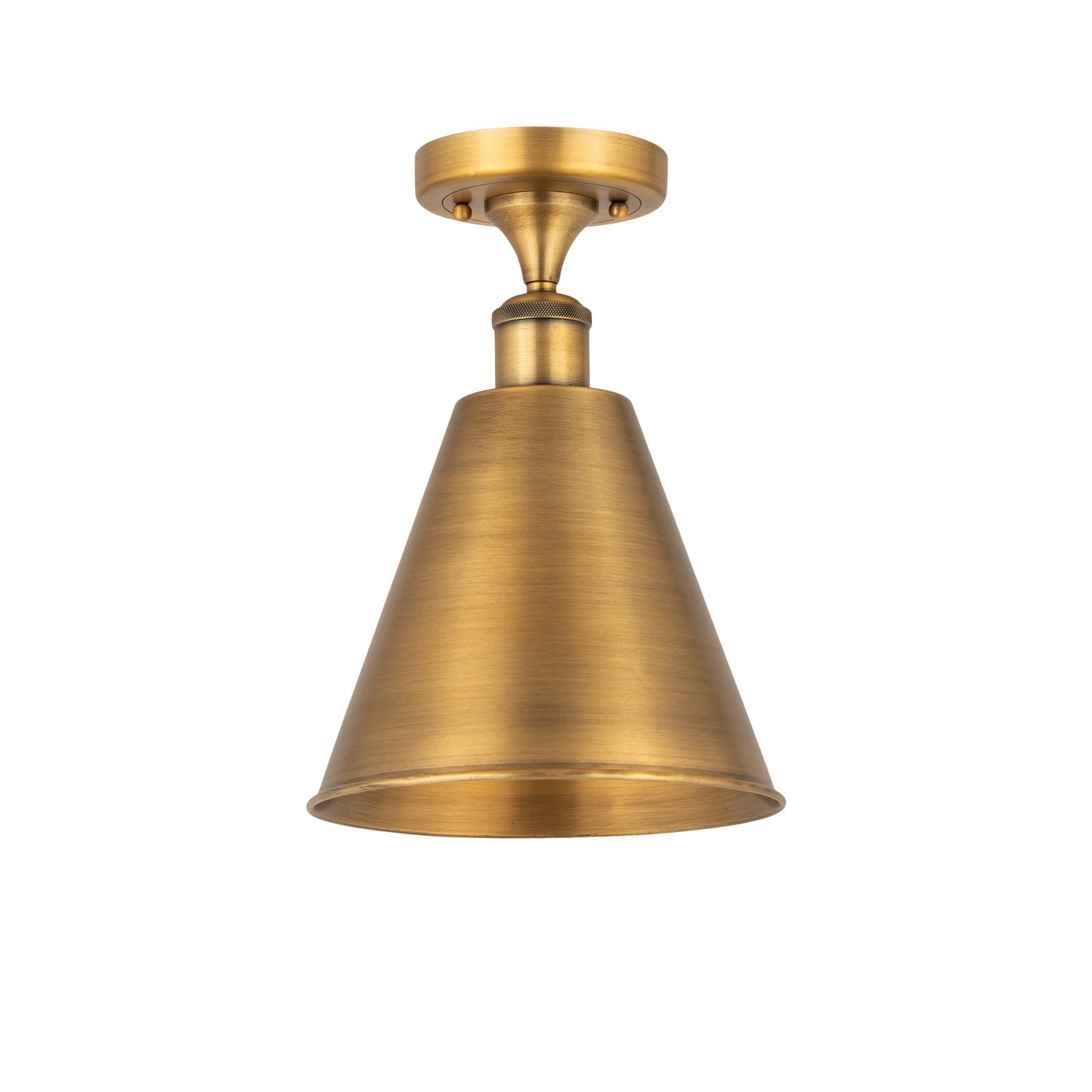 Innovations Berkshire 8in 1-Light Semi-Flush Mount | Industrial Brushed Brass Steel and Cast Brass Metal Shade | Entryway & | Model 616-1F-BB-MBC-8-BB