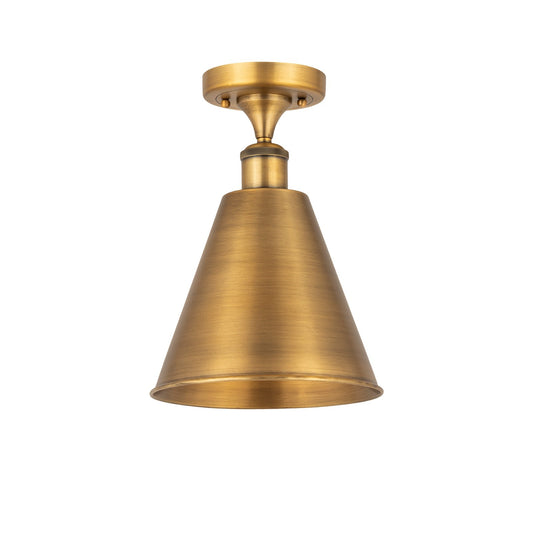 Innovations Berkshire 8in 1-Light Semi-Flush Mount | Industrial Brushed Brass Steel and Cast Brass Metal Shade | Entryway & | Model 616-1F-BB-MBC-8-BB