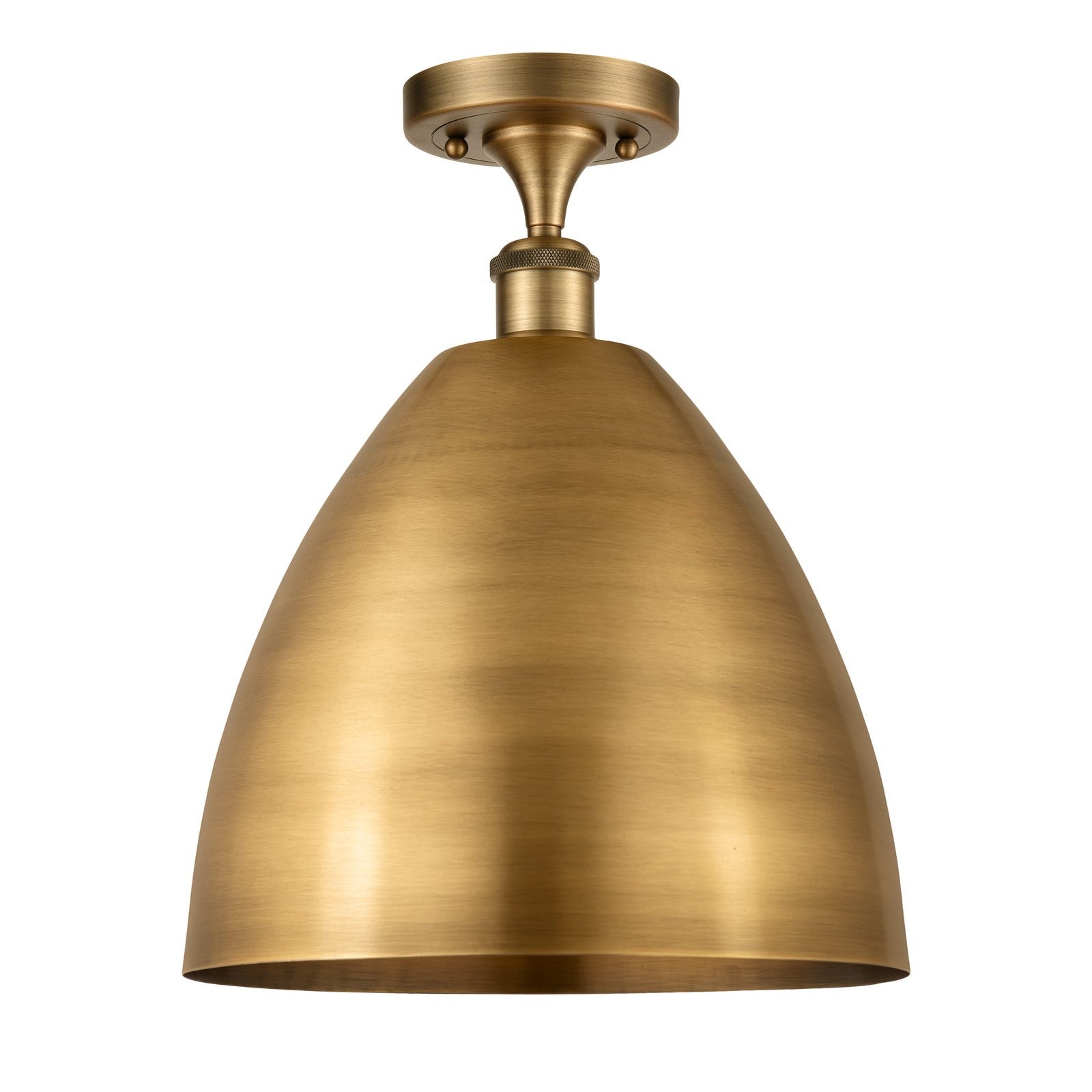 Innovations Bristol 12in 1-Light Semi-Flush Mount | Industrial Brushed Brass Steel and Brushed Brass Metal Shade | Damp Rated | Model 616-1F-BB-MBD-12-BB