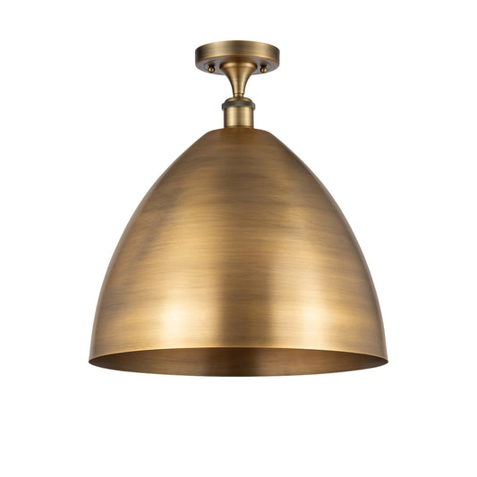 Innovations Bristol 16in 1-Light Semi-Flush Mount | Industrial Brushed Brass and Brushed Brass Metal Shade | Damp-Rated | Model 616-1F-BB-MBD-16-BB