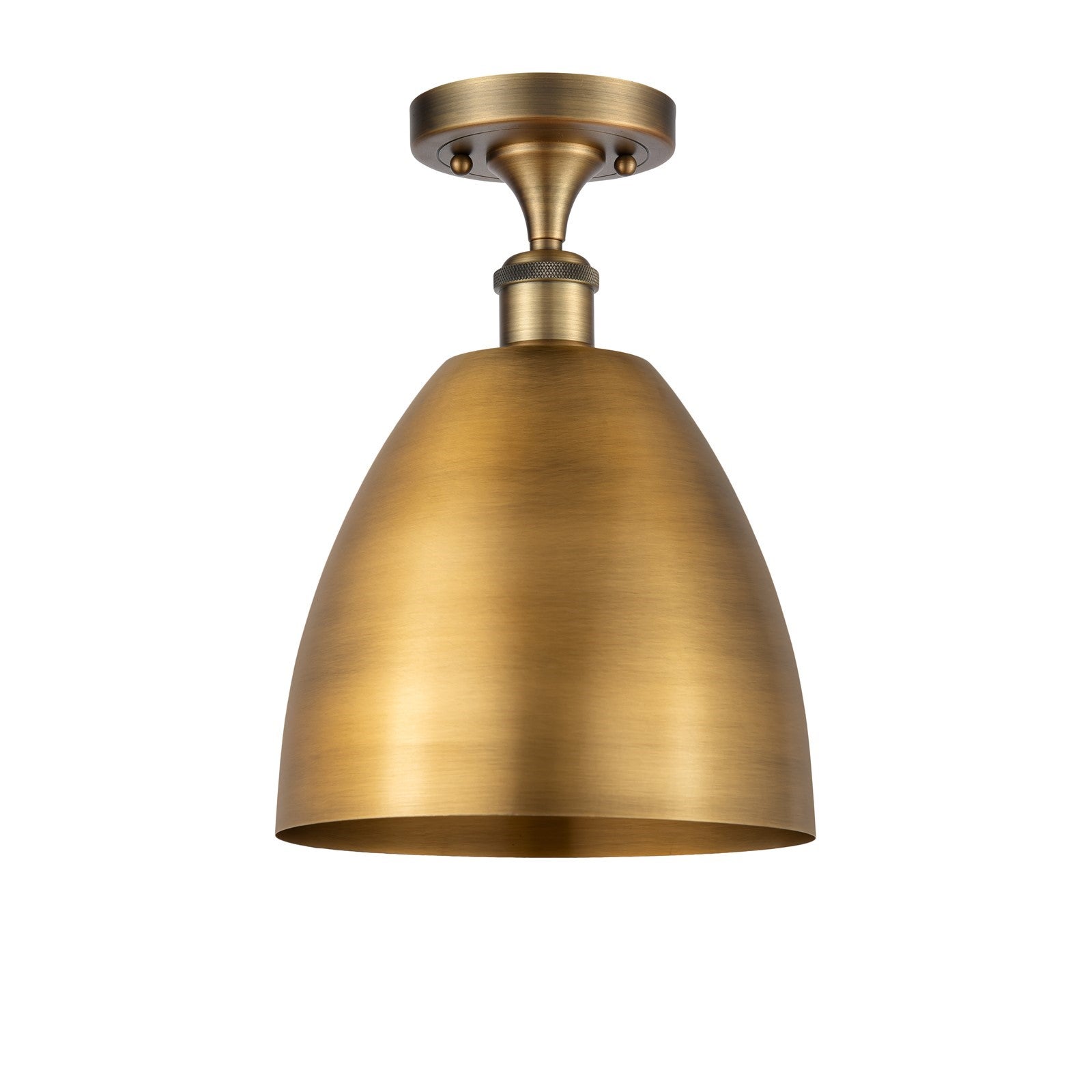 Innovations Bristol 9in 1-Light Semi-Flush Mount | Industrial Farmhouse Brushed Brass Steel and Brushed Brass Metal Shade | Model 616-1F-BB-MBD-9-BB