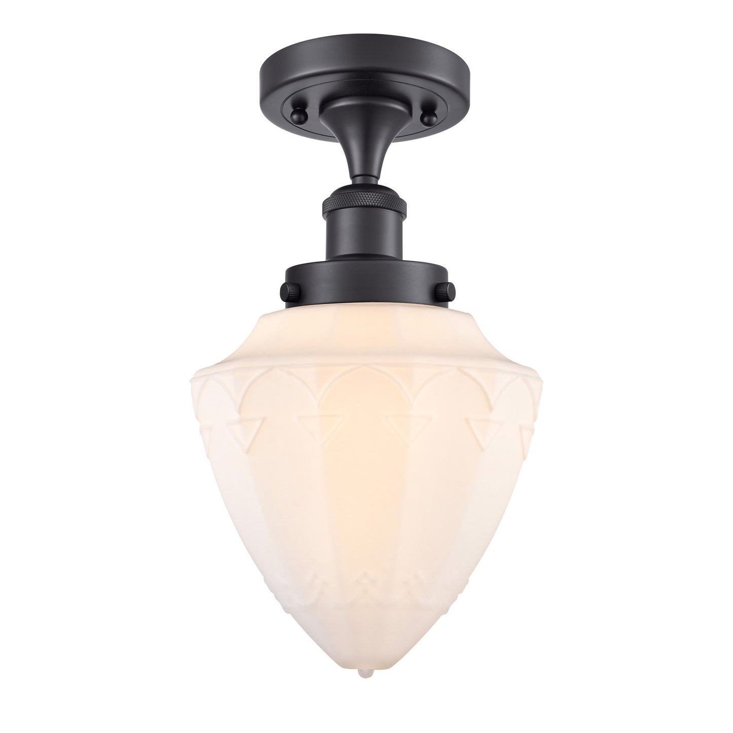 Innovations Bullet 6in 1-Light Semi-Flush Mount | Industrial Matte Black Steel and Matte White Frosted Glass | Hallway & Entryway | Model 616-1F-BK-G661-7