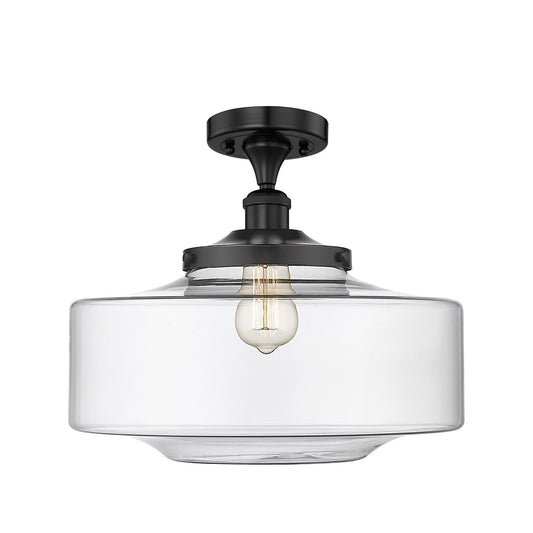 Innovations Bridgeton 16in 1-Light Semi-Flush Mount | Traditional Matte Black Steel and Clear Glass | Entryway & Hallway | 11.75 | Model 616-1F-BK-G692-16