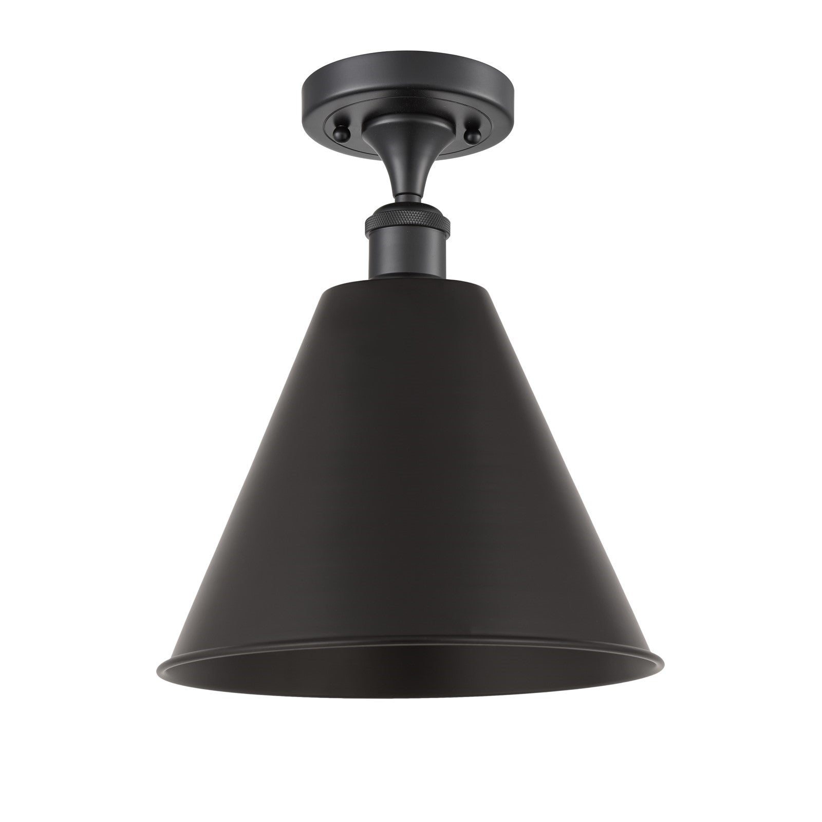 Innovations Berkshire Metal 12in 1-Light Semi-Flush Mount | Industrial Farmhouse Matte Black Steel and Cast Brass with Matte | Model 616-1F-BK-MBC-12-BK