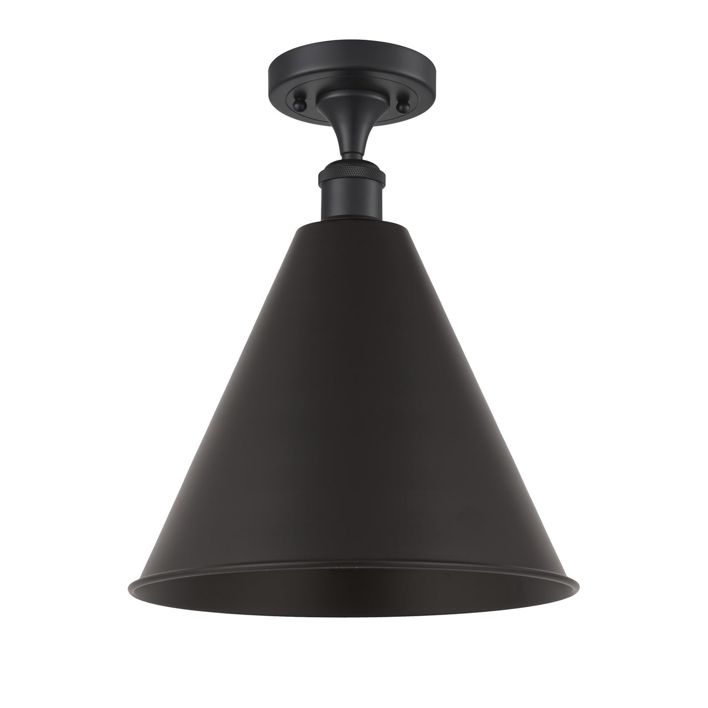 Innovations Berkshire Metal 16in 1-Light Semi-Flush Mount | Industrial Farmhouse Matte Black Steel and Cast Brass with Matte | Model 616-1F-BK-MBC-16-BK