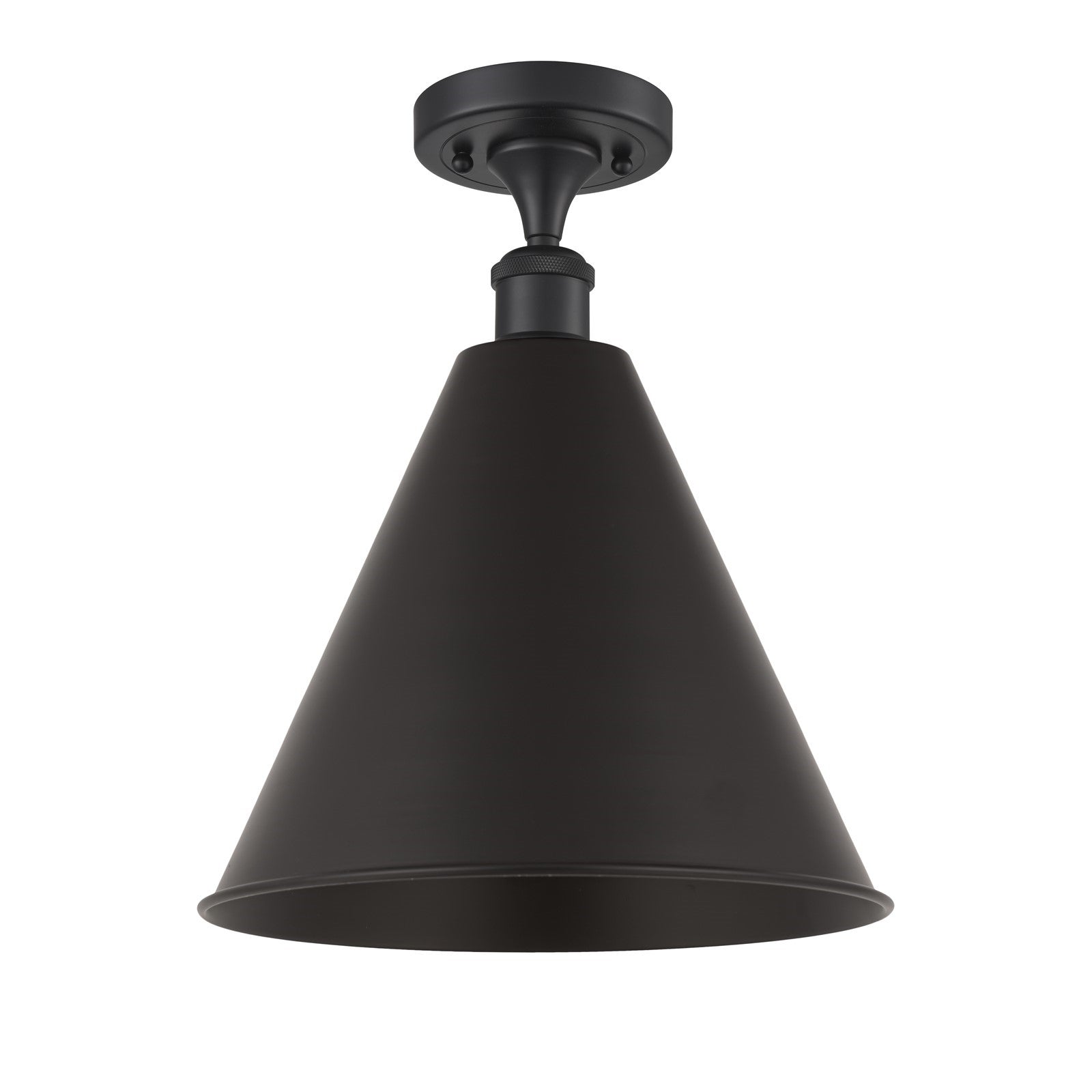 Innovations Berkshire Metal 16in 1-Light Semi-Flush Mount | Industrial Farmhouse Matte Black Steel and Cast Brass with Matte | Model 616-1F-BK-MBC-16-BK