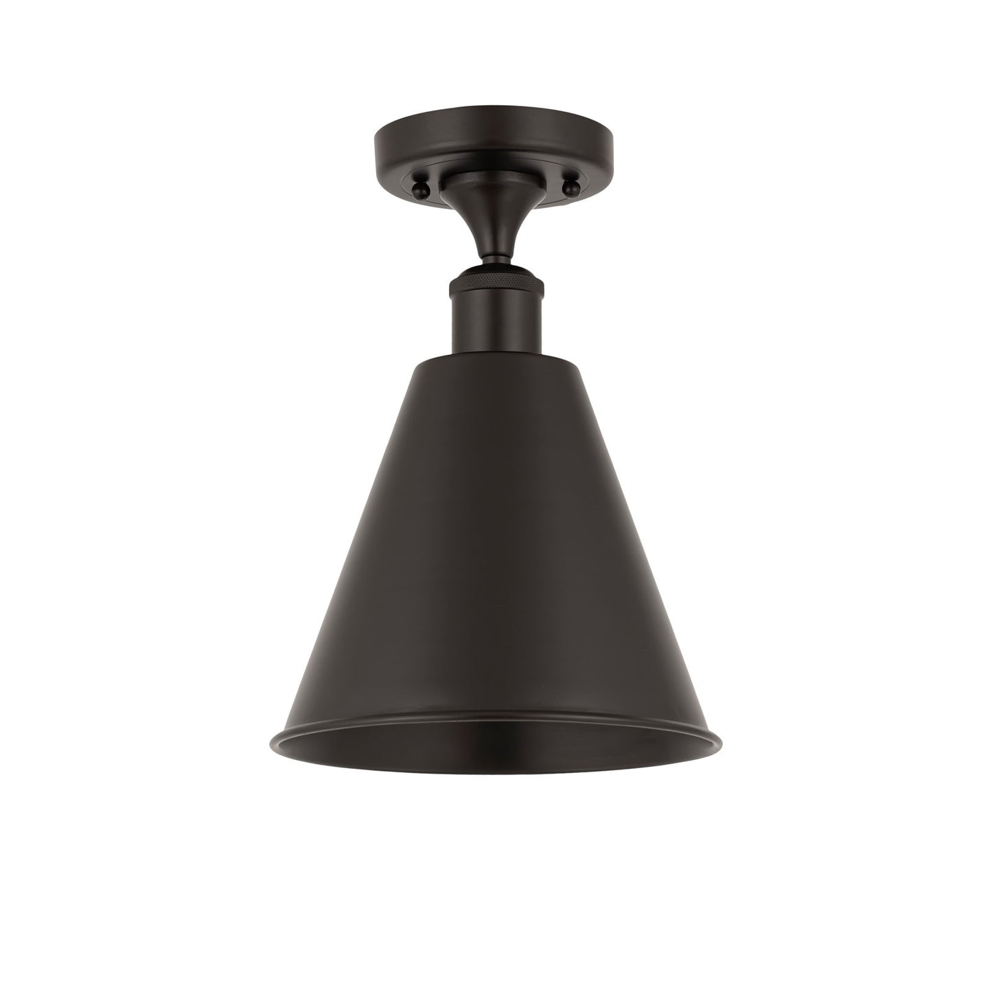 Innovations Berkshire 8in 1-Light Semi-Flush Mount | Industrial Farmhouse Matte Black Steel and Cast Brass with Matte Black | Model 616-1F-BK-MBC-8-BK