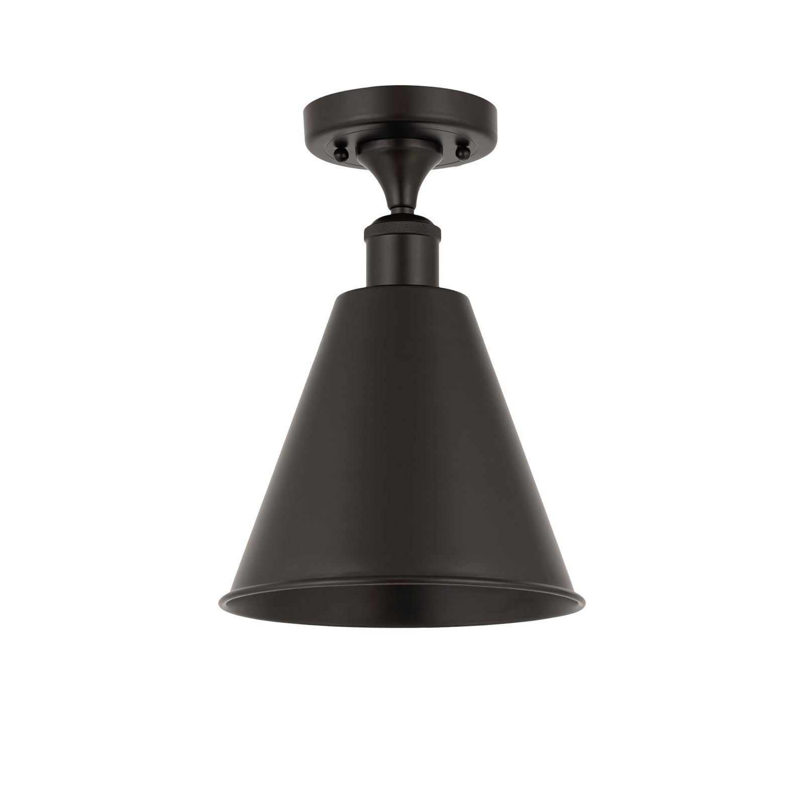Innovations Berkshire 8in 1-Light Semi-Flush Mount | Industrial Farmhouse Matte Black Steel and Cast Brass with Matte Black | Model 616-1F-BK-MBC-8-BK