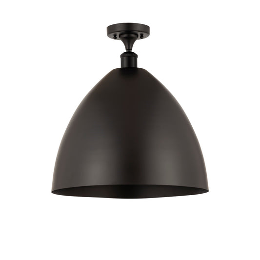 Innovations Bristol 16in 1-Light Semi-Flush Mount | Industrial Matte Black Steel and Cast Brass Matte Black Metal Shade | Model 616-1F-BK-MBD-16-BK