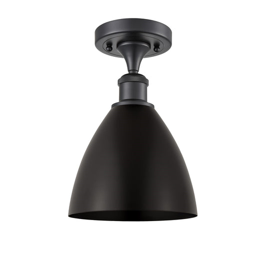 Innovations Bristol 8in 1-Light Semi-Flush Mount | Industrial Matte Black Steel and Matte Black Metal Shade | Entryway & | Model 616-1F-BK-MBD-75-BK