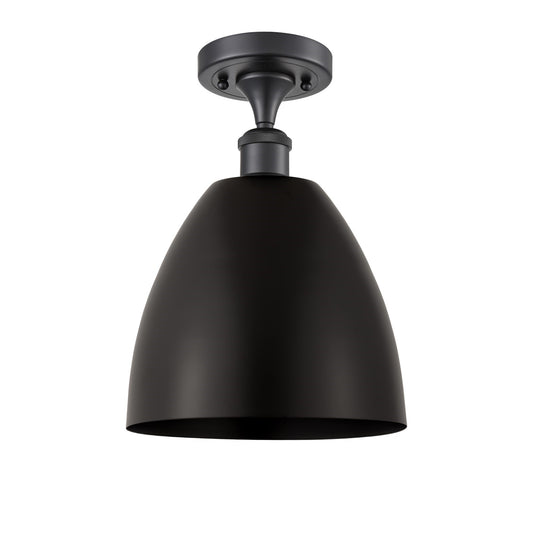 Innovations Bristol 9in 1-Light Semi-Flush Mount | Industrial Matte Black Steel and Cast Brass | Kitchen & Hallway | 9 x 13 in | Model 616-1F-BK-MBD-9-BK