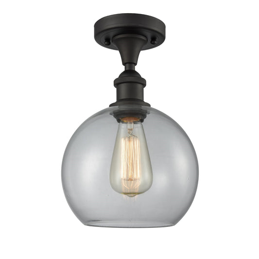 Innovations Athens 8in 1-Light Semi-Flush Mount | Modern Farmhouse Oil Rubbed Bronze Steel and Clear Basket Weave Glass | Model 616-1F-OB-G122C-8CL