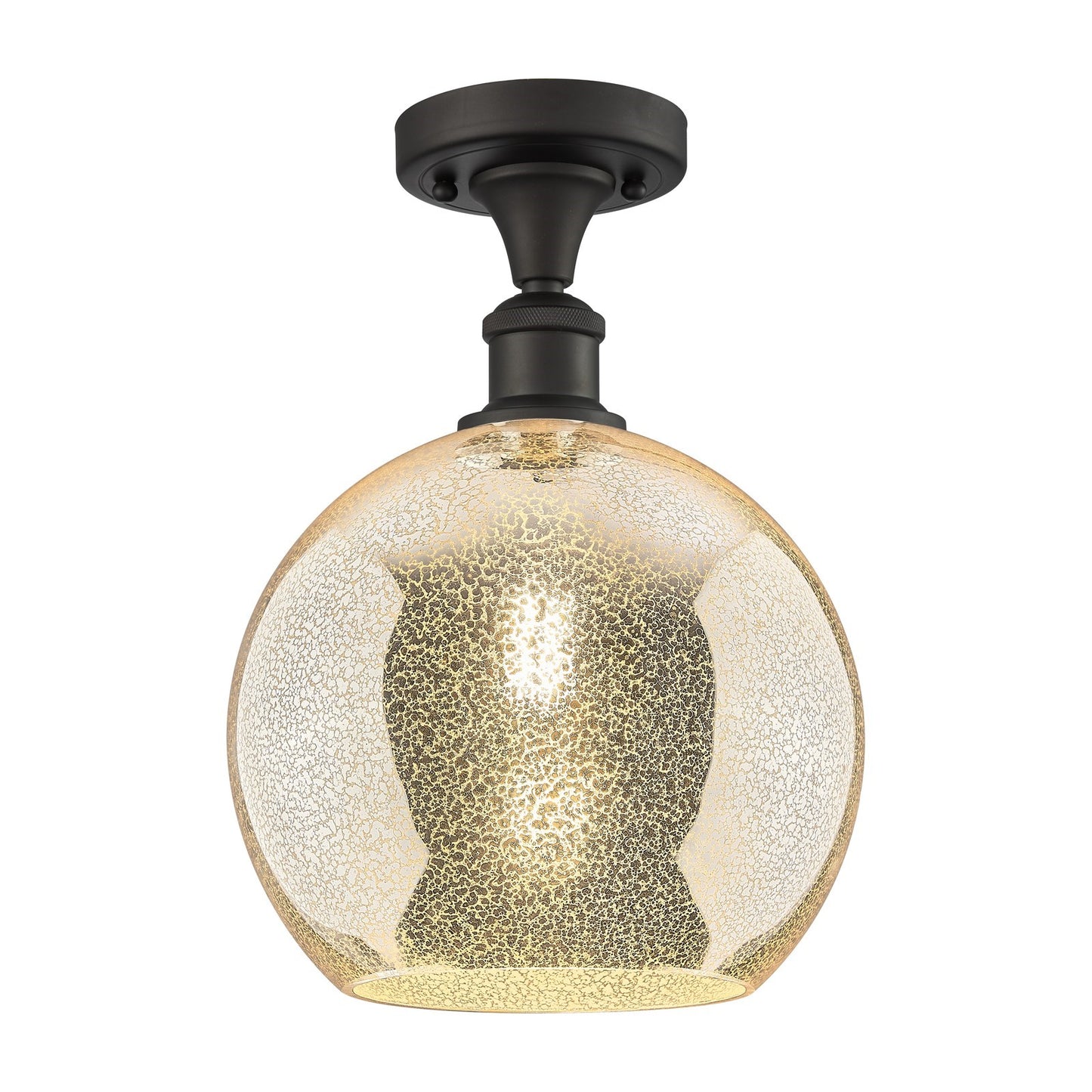 Innovations Athens 10in 1-Light Semi-Flush Mount | Industrial Oil Rubbed Bronze Steel and Mercury Glass | Hallway & Entryway | Model 616-1F-OB-G128-10