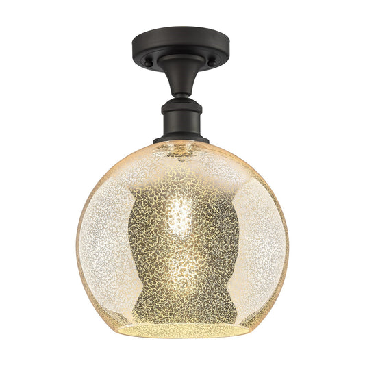 Innovations Athens 10in 1-Light Semi-Flush Mount | Industrial Oil Rubbed Bronze Steel and Mercury Glass | Hallway & Entryway | Model 616-1F-OB-G128-10