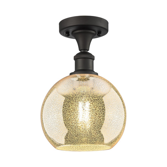 Innovations Athens 8in 1-Light Semi-Flush Mount | Industrial Oil Rubbed Bronze Steel and Mercury Glass | Entryway & Hallway | 8 x | Model 616-1F-OB-G128-8