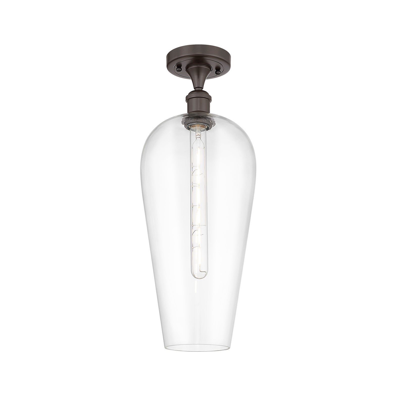 Innovations Chelsea 8in 1-Light Semi-Flush Mount | Industrial Oil Rubbed Bronze Steel and Clear Glass | Damp-Rated Hallway & | Model 616-1F-OB-G456-8CL