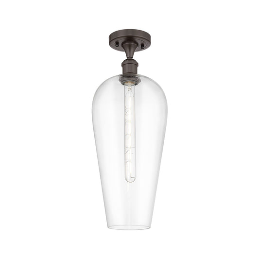 Innovations Chelsea 8in 1-Light Semi-Flush Mount | Industrial Oil Rubbed Bronze Steel and Clear Glass | Damp-Rated Hallway & | Model 616-1F-OB-G456-8CL