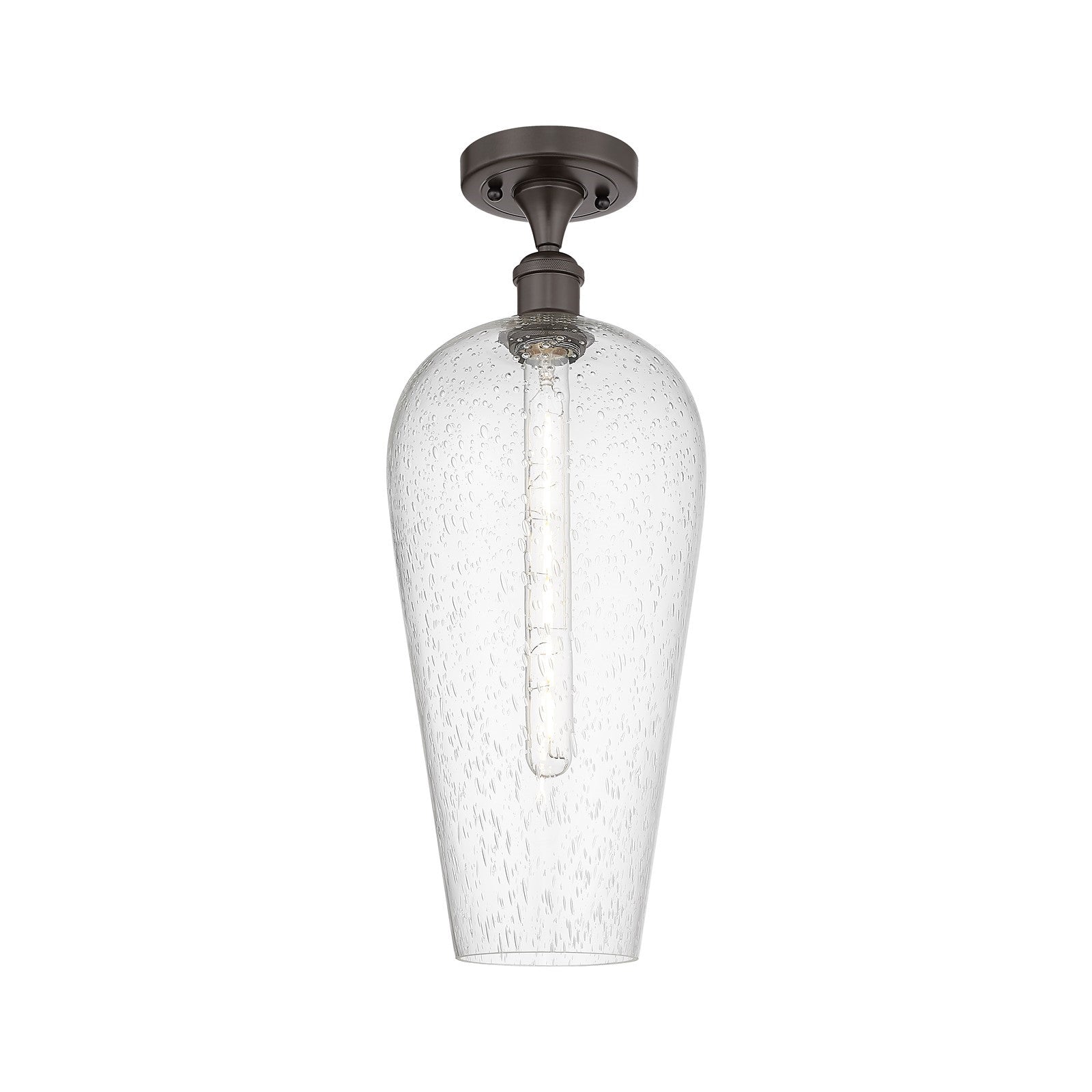 Innovations Chelsea 8in 1-Light Semi-Flush Mount | Industrial Oil Rubbed Bronze Steel and Seedy Glass | Entryway & Hallway | 8 | Model 616-1F-OB-G456-8SDY