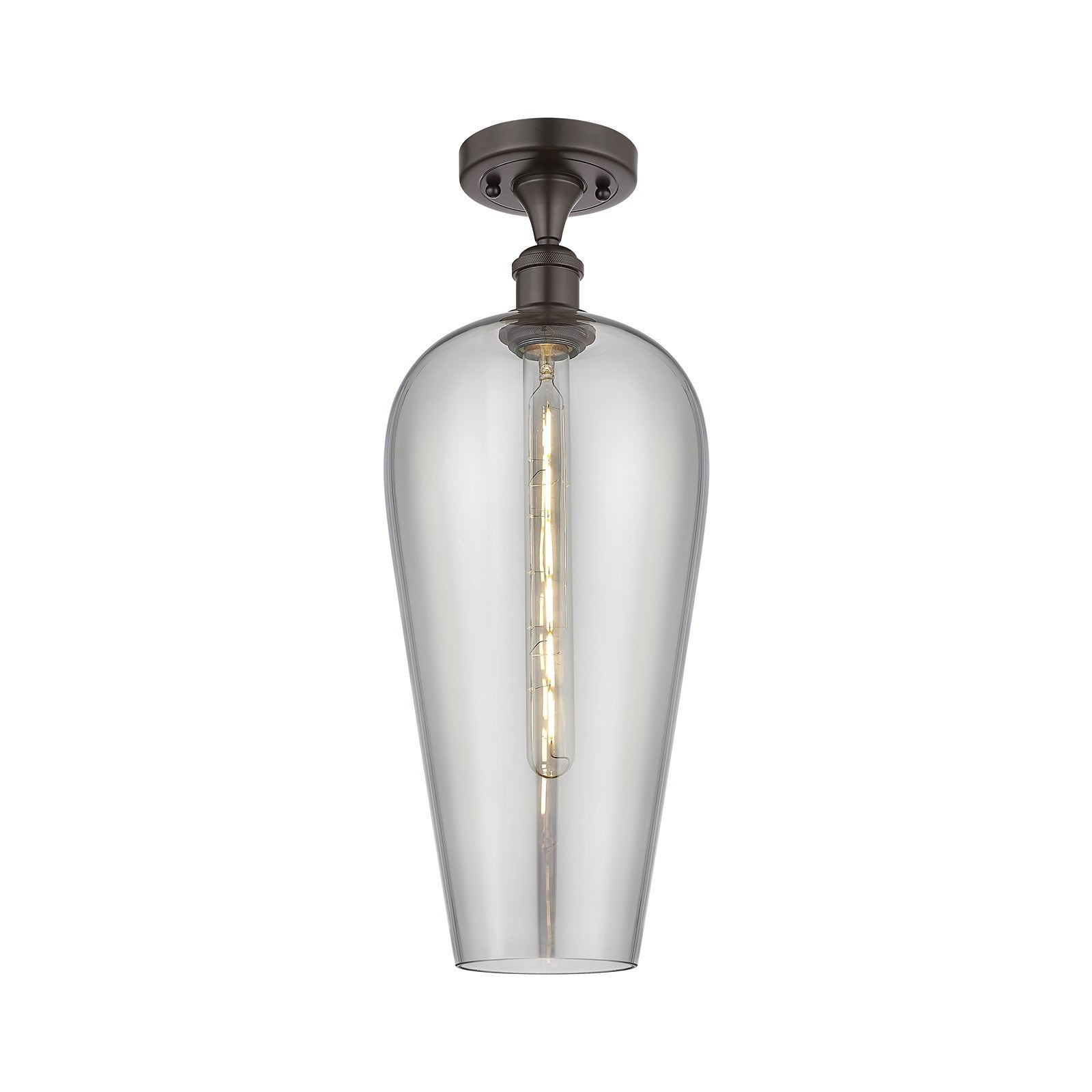Innovations Chelsea 8in 1-Light Semi-Flush Mount | Industrial Oil Rubbed Bronze Steel and Light Smoke Glass | Damp-Rated | Model 616-1F-OB-G456-8SM