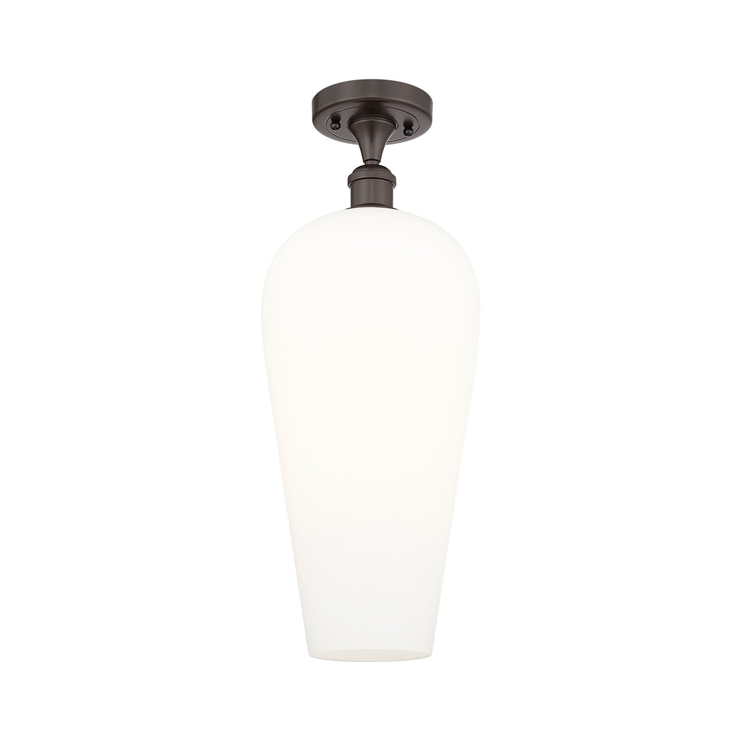 Innovations Chelsea 8in 1-Light Semi-Flush Mount | Industrial Oil Rubbed Bronze Steel and White Glass | Entryway & Hallway | 8 | Model 616-1F-OB-G456-8WH