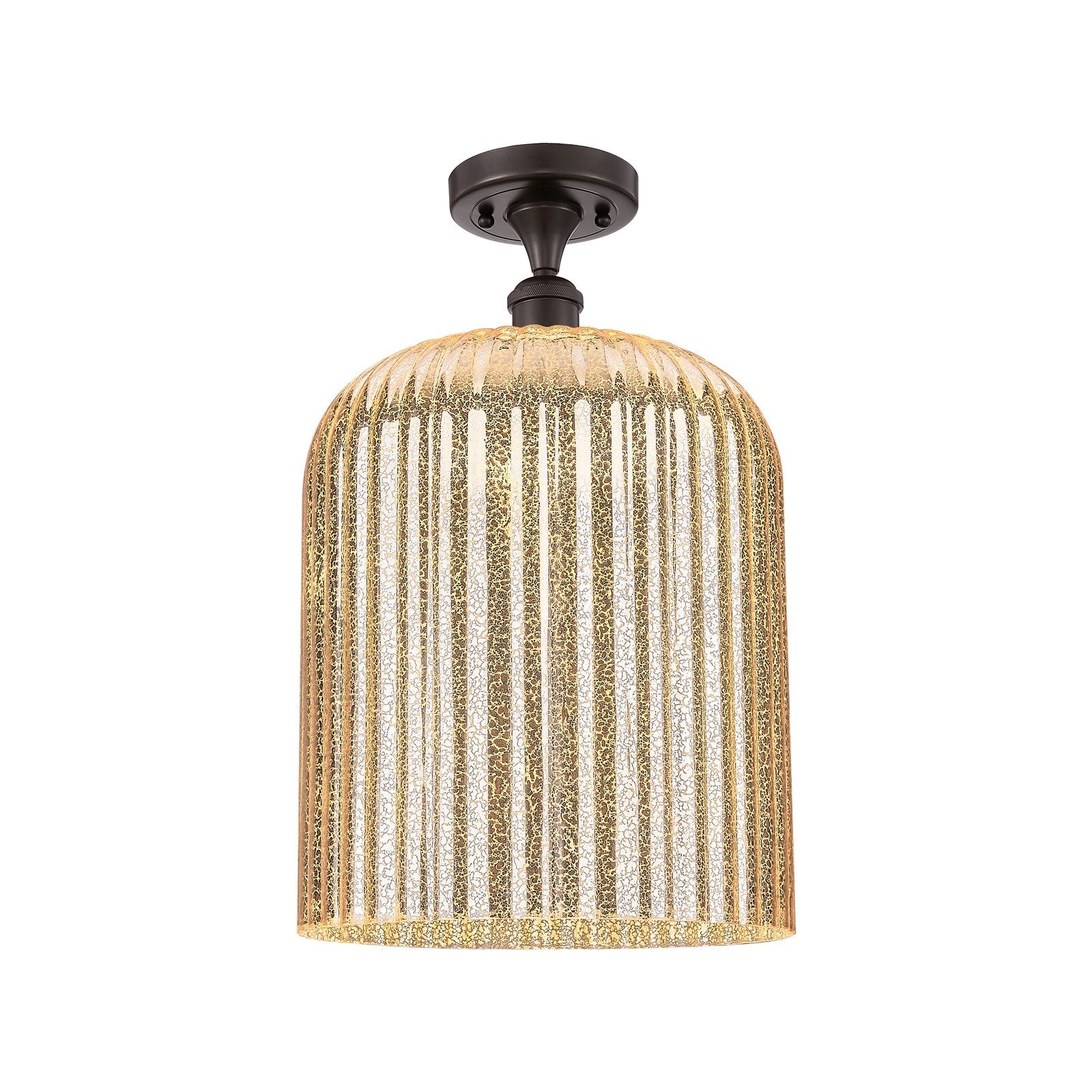 Innovations Bridal Veil 5in 1-Light Semi-Flush Mount | Art Nouveau Industrial Oil Rubbed Bronze Steel and Mercury Ribbed Glass | Model 616-1F-OB-G559-12ME