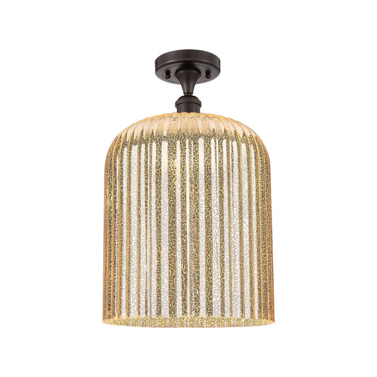 Innovations Bridal Veil 5in 1-Light Semi-Flush Mount | Art Nouveau Industrial Oil Rubbed Bronze Steel and Mercury Ribbed Glass | Model 616-1F-OB-G559-12ME