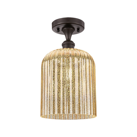 Innovations Bridal Veil 5in 1-Light Semi-Flush Mount | Industrial Oil Rubbed Bronze and Mercury Ribbed Glass | Damp-Rated | Model 616-1F-OB-G559-8ME
