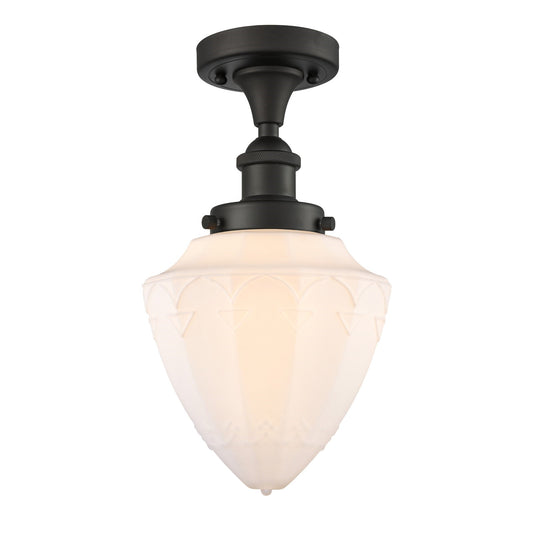 Innovations Bullet 6in 1-Light Semi-Flush Mount | Industrial Oil Rubbed Bronze Steel and Matte White Frosted Glass | Entryway & | Model 616-1F-OB-G661-7