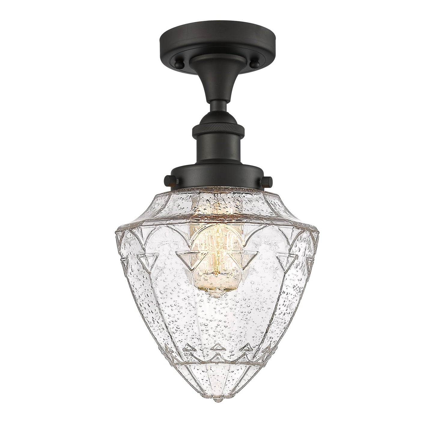 Innovations Bullet 6in 1-Light Semi-Flush Mount | Industrial Oil Rubbed Bronze Steel and Seedy Glass | Entryway & Hallway | 6 x | Model 616-1F-OB-G664-7