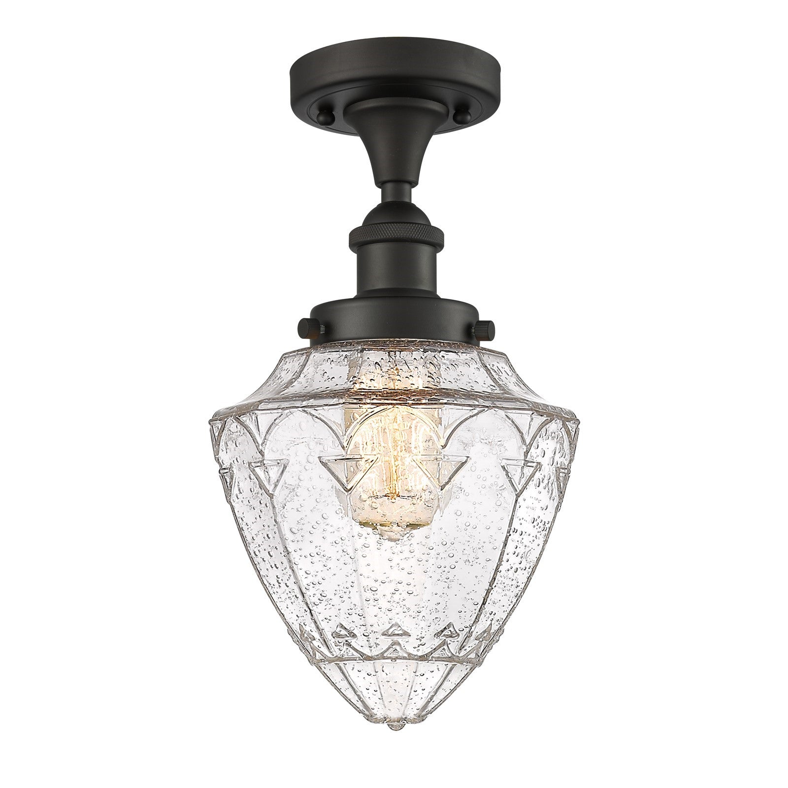 Innovations Bullet 6in 1-Light Semi-Flush Mount | Industrial Oil Rubbed Bronze Steel and Seedy Glass | Entryway & Hallway | 6 x | Model 616-1F-OB-G664-7