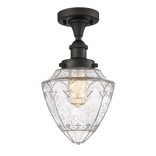 Innovations Bullet 6in 1-Light Semi-Flush Mount | Industrial Oil Rubbed Bronze Steel and Seedy Glass | Entryway & Hallway | 6 x | Model 616-1F-OB-G664-7