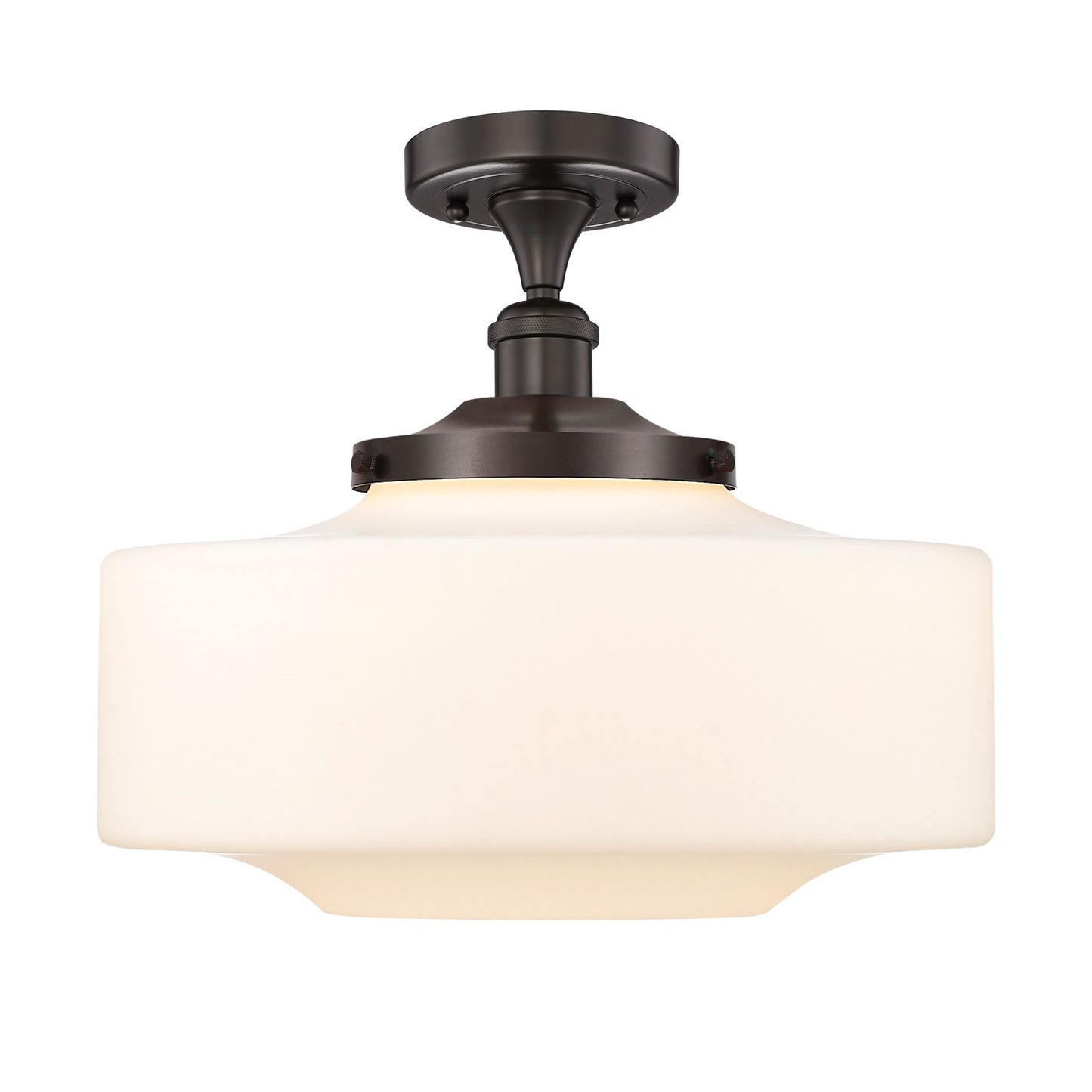 Innovations Bridgeton 12in 1-Light Semi-Flush Mount | Traditional Oil Rubbed Bronze Steel and Matte White Frosted Glass | Model 616-1F-OB-G691-16