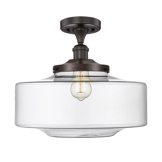 Innovations Bridgeton 16in 1-Light Semi-Flush Mount | Traditional Oil Rubbed Bronze Steel and Clear Glass | Entryway & Hallway | Model 616-1F-OB-G692-16