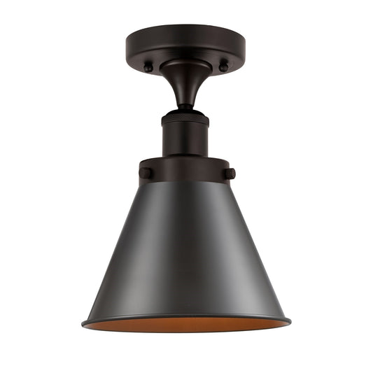 Innovations Appalachian 8in 1-Light Semi-Flush Mount | Industrial Oil Rubbed Bronze Steel and Cast Brass with Oil Rubbed Bronze | Model 616-1F-OB-M13-OB
