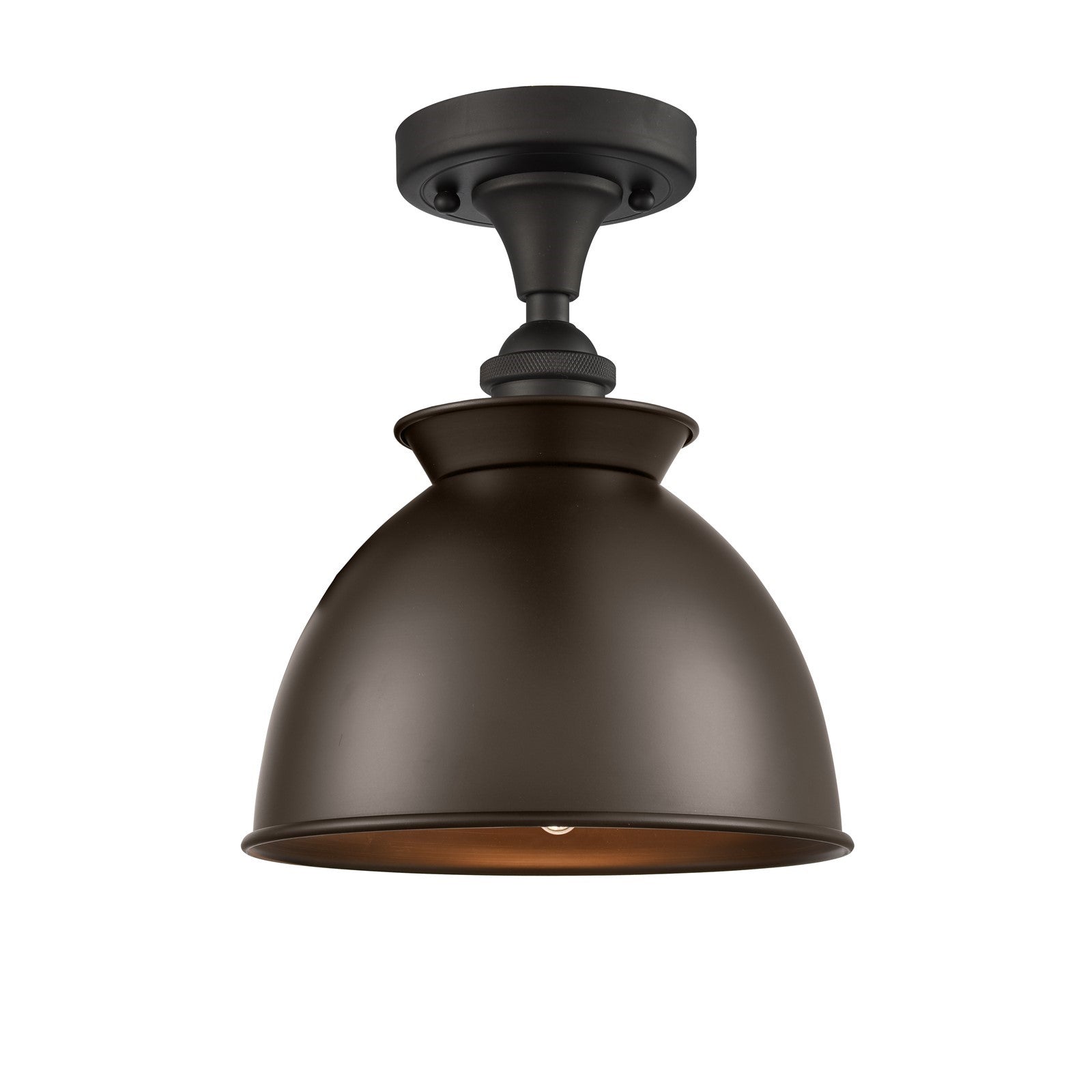 Innovations Adirondack 8.25in 1-Light Semi-Flush Mount | Industrial Oil Rubbed Bronze Steel and Cast Brass with Oil Rubbed Bronze | Model 616-1F-OB-M14-OB