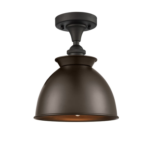 Innovations Adirondack 8.25in 1-Light Semi-Flush Mount | Industrial Oil Rubbed Bronze Steel and Cast Brass with Oil Rubbed Bronze | Model 616-1F-OB-M14-OB