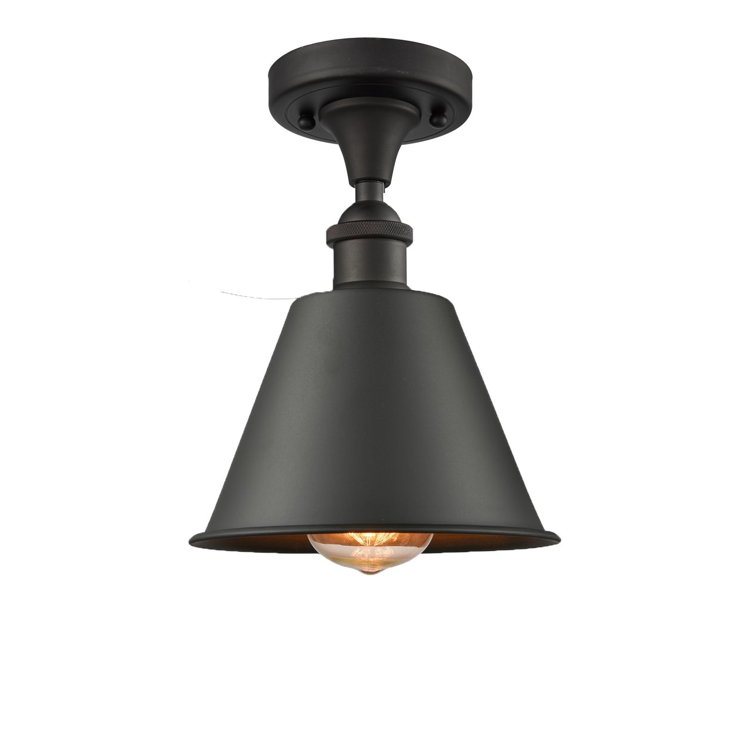 Innovations Lighting Smithfield 1-Light Semi-Flush Mount | Industrial Farmhouse Oil Rubbed Bronze Steel and Cast Brass | Hallway & | Model 616-1F-OB-M8-OB