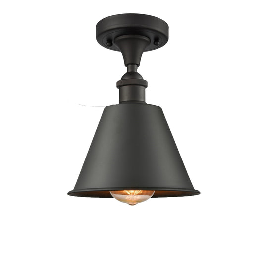 Innovations Lighting Smithfield 1-Light Semi-Flush Mount | Industrial Farmhouse Oil Rubbed Bronze Steel and Cast Brass | Hallway & | Model 616-1F-OB-M8-OB