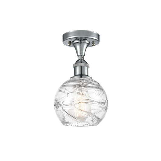 Innovations Athens Deco Swirl 6in 1-Light Semi-Flush Mount | Industrial Polished Chrome Steel and Clear Deco Swirl Glass | Model 616-1F-PC-G1213-6CL