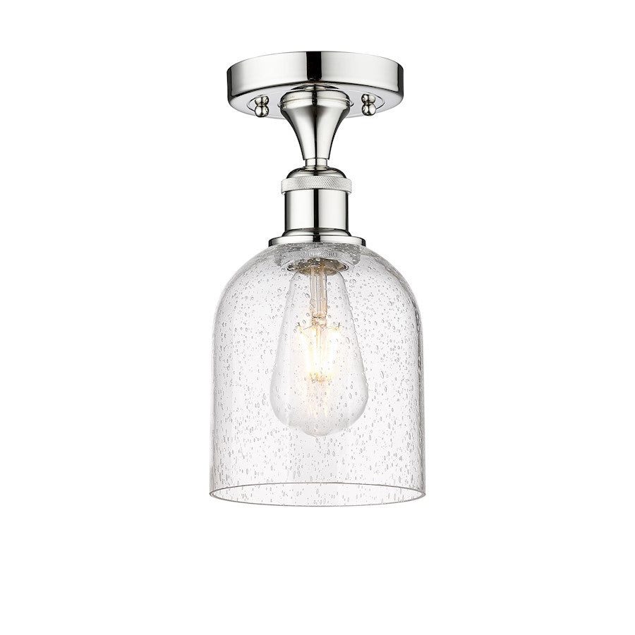 Innovations Bella 6in 1-Light Semi-Flush Mount | Industrial Polished Chrome Steel and Seedy Glass | Entryway & Hallway | Model 616-1F-PC-G558-6SDY